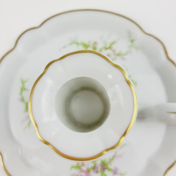 Vintage Haviland France Handled Candle Holder, Rosalinde Pink Floral & Gold Trim - Picture 7 of 11